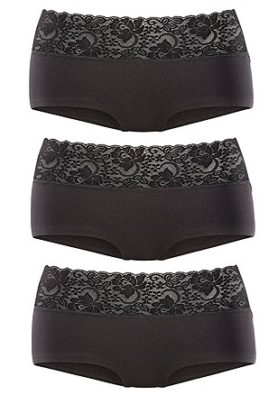 3 Pk Cotton Hipster Panties product image (X07014-BK_00)