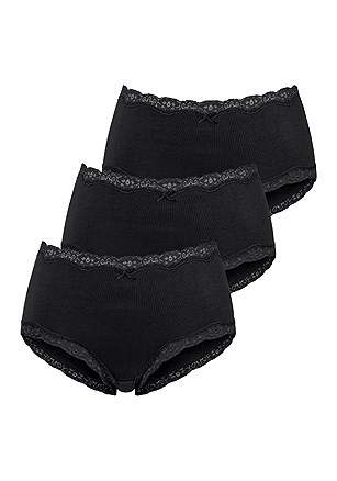 3 Pk Lace Trim Hipster Panties, Lace Trim Cropped Camisole product image (X07073BK_3)