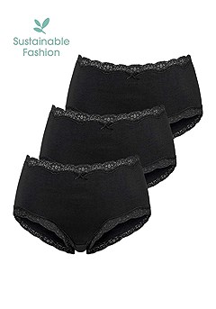 3 Pk Lace Trim Hipster Panties, Lace Trim Cropped Camisole product image (X07073BK_33)