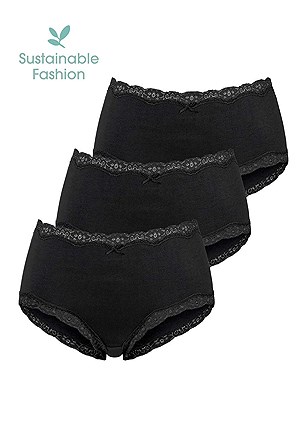 3 Pk Lace Trim Hipster Panties, Camisoles product image (X07073BK_33)