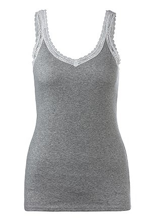 Lace Trim V-Neck Camisole product image (X14016.GY.3.A)