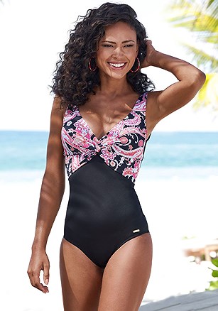 V-Neckline One Piece product image (X15358.BKPR.1)