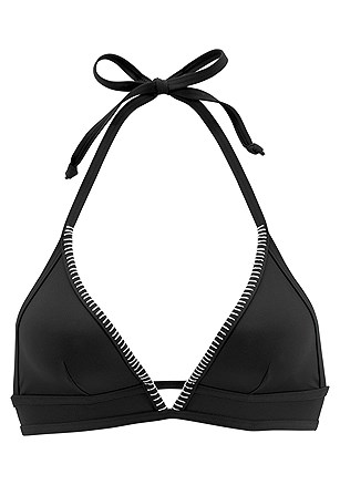 Plunge Triangle Bikini Top, Side Straps Bikini Bottom product image (X16058-BK-01)