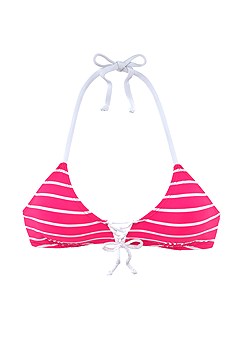 Lace Up Triangle Bikini Top, Striped Classic Bikini Bottom product image (X16166PKWH_X28334PKWH_2)