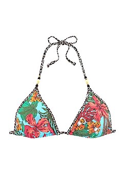 Tropical Triangle Bikini Top, Strappy Print Classic Bikini Bottom product image (X16175TQPR_)