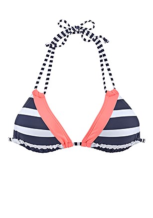 Striped Triangle Bikini Top, Striped Cheeky Bikini Bottom product image (X16198NVST_2)