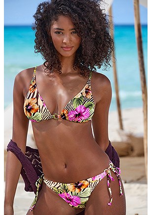 Hibiscus Print Triangle Bikini Top product image (X16417.BRPR.1)