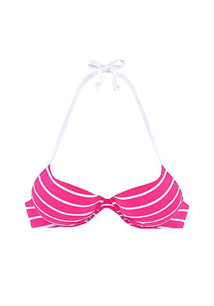 Striped Push Up Bikini Top, Strappy Classic Bikini Bottom product image (X20108PKWH_X28335PKWH_2)