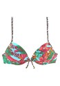 Turquoise Print Tropical Push Up Bikini Top X20112 - alt image - 3