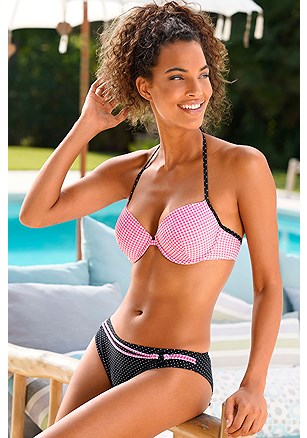 Gingham Push Up Bikini Top, Belted Classic Bikini Bottom product image (X20122RS_X28401BKRS_1)