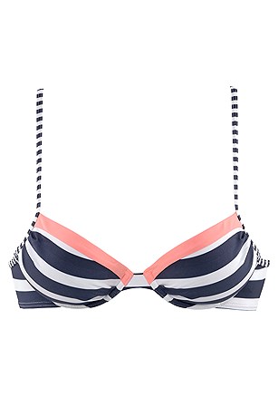 Striped Push Up Bikini Top, Striped Classic Bikini Bottom product image (X20123NVST_2_)