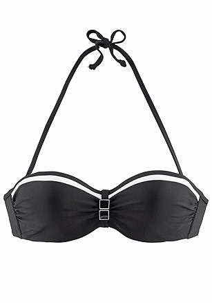 Underwire Bandeau Bikini Top, Mid Rise Bikini Bottom product image (X22018.BK.P)