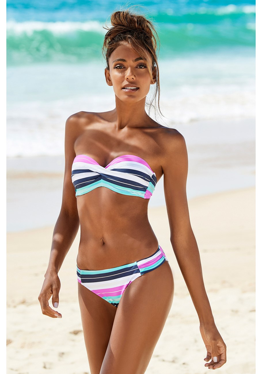 Multi Striped Striped Bandeau Bikini Top X22045