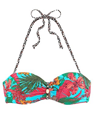 Tropical Bandeau Bikini Top, Strappy Classic Bikini Bottom product image (X23147.1-S)
