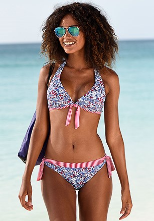 Halterneck Bikini Top, Bow Bikini Bottom product image (X24068-BLMU-X28117-BLMU-000S)