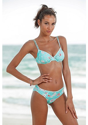 Print Classic Bikini Bottom, Trimmed Underwire Bikini Top product image (X24070-TQPR-00-S)