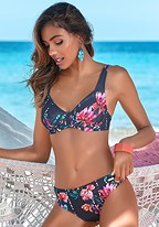 Lascana Navy Floral Printed Underwire Tankini Top Women's Size 38D New -  beyond exchange