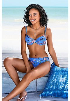 Floral Underwire Bikini Top, Print Mid Rise Bikini Bottom product image (X24186.BLPA_X28393.BLPA_1)