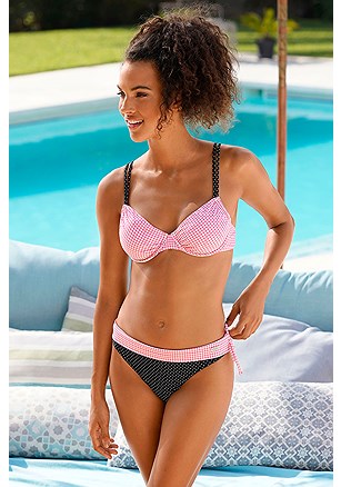 Gingham Underwire Bikini Top, Printed Fold Over Bikini Bottom product image (X24188RS_X28400BKRS_1)