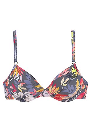 Tropical Print Underwire Bikini Top, Fold Over Classic Bikini Bottom product image (X24202.GYPR.2)