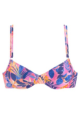 Tropical Print Underwire Bikini Top, Fold Over Classic Bikini Bottom