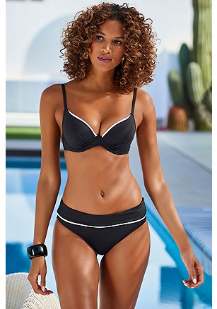 Two-Tone Underwire Bikini Top, Two-Tone Classic Bikini Bottom product image (X24219.BK.X28457.BK.1)