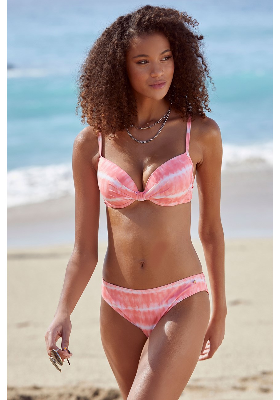 Coral & White Tie Dye Underwire Bikini Top X24221