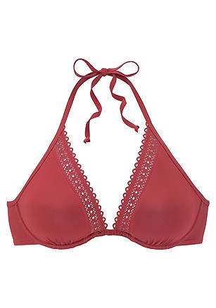 Underwire Triangle Bikini Top, Lace Detail Bikini Bottom product image (X24223.RT.3)