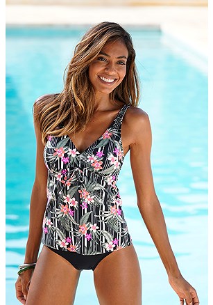 Printed Underwire Tankini Top product image (X26117.BKPR.X25197.BK.2.A)