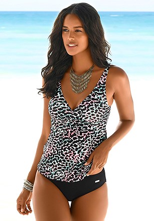 Animal Print Underwire Tankini Top product image (X26347.BKPR.1)