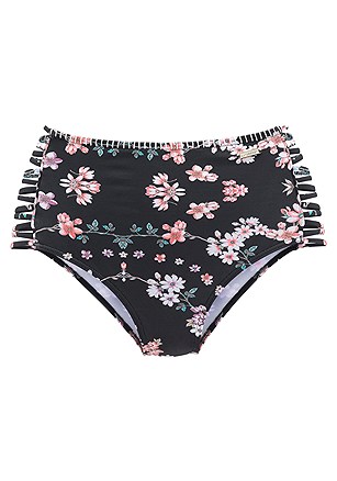 Blossom Bandeau Bikini Top, Strappy High Waisted Bikini Bottom product image (X28140-BKPR-01)