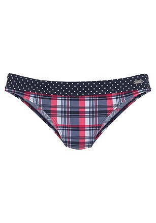 Plaid Underwire Bikini Top, Fold Over Cheeky Bikini Bottom product image (X28171-RDNV-01)