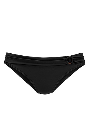 Ruched Underwire Bikini Top, Ruched Mid Rise Bikini Bottom product image (X28376BK_2)