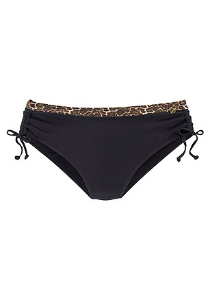 Leopard Trim Push Up Bikini Top, Ruched Full Coverage Bikini Bottom product image (X28409LEBK_3)