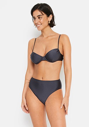 Shimmer High Waisted Bikini Bottom product image (X28576.DG.1)