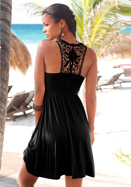 Black Crochet Back Dress X29023 | LASCANA