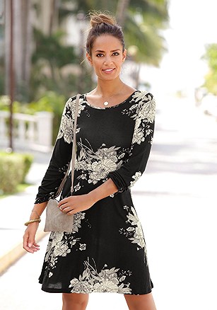 Long Sleeve Floral Dress product image (X29136-BKPR-00)