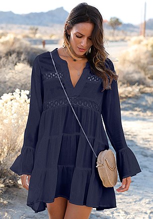 Flowy Flared Sleeve Dress product image (X29155-NV-00)