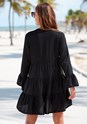 Black Flowy Flared Sleeve Dress X29155 - alt image - 2