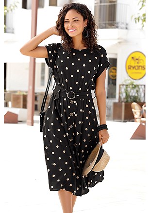 Belted Polka Dot Dress product image (X29516.BKSA.1.A601)
