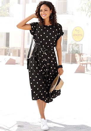 Belted Polka Dot Dress product image (X29516.BKSA.1)