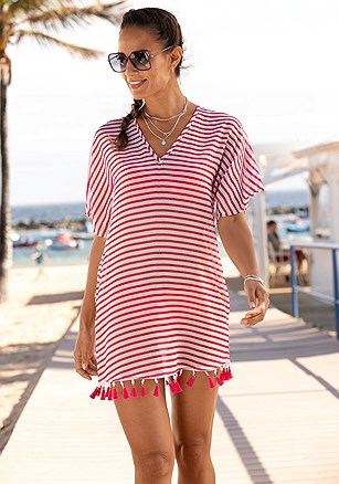 Striped V-Neck Cover Up product image (X29539.WHST.1)