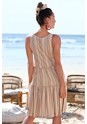 Brown White Striped Flowy Tiered Dress X29550 - alt image - 2