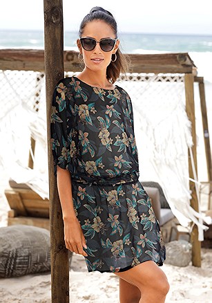 Tropical Print Cover Up product image (X29551.BKFL.1.L)