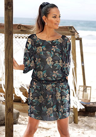 Tropical Print Cover Up product image (X29551.BKFL.2.L)