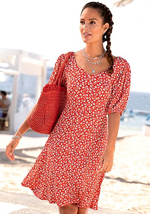 Floral Puff Sleeve Dress product image (X29558RDPR_1)