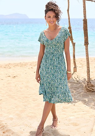 V-Neck Flounce Dress product image (X29560.MTPR.1)