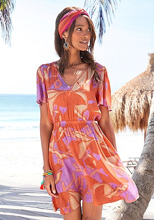 Patterned Flutter Sleeve Dress product image (X29564.ORPK.1.1.G061825)