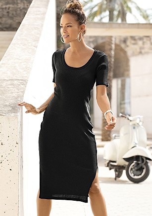 Fitted Short Sleeve Dress product image (X29576.BK.1.W111424)