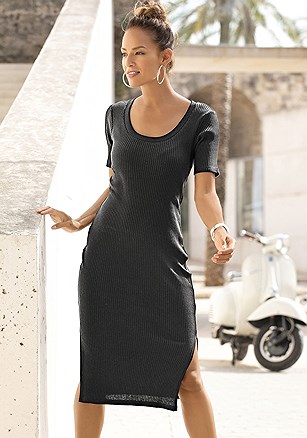 Fitted Short Sleeve Dress product image (X29576.BK.1)